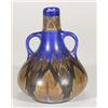 Image 1 : Hand painted Clews Chameleonware twin handled bottle vase, decorated with a brown flame pattern onto