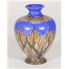Image 1 : Hand painted Clews Chameleonware baluster vase, decorated with a brown flame pattern onto a mottled