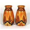 Image 1 : Pair of hand painted Clews Chameleonware vases, decorated with a brown flame pattern onto a mottled