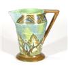 Image 1 : Art Deco stepped jug with angular handle with a brown flame pattern onto a mottled green and blue gr