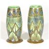 Image 1 : Pair of hand painted Clews Chameleonware vase, decorated with a flame pattern onto a mottled blue an
