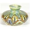 Image 1 : Hand painted Clews Chameleonware squat vase, decorated with a flame pattern onto a mottled blue and
