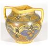 Image 1 : Hand painted Clews Chameleonware twin handled vase, decorated with a band of brown and blue flowers
