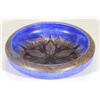 Image 1 : Hand painted Clews Chameleonware bowl, decorated with a brown flame pattern onto a mottled blue grou