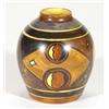 Image 1 : Hand painted Clews Chameleonware small vase, decorated with abstract brown circles onto a geometric