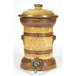Victorian Doulton & Watts Lambeth stoneware patent water filter, moulded with bands of Greek key dec