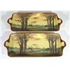 Image 1 : Pair of Royal Doulton Seriesware rectangular trays, hand coloured and transfer printed with cottages