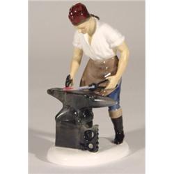 Hand painted Royal Doulton figure 'The Blacksmith of Williamsburg', HN2240, marks to base, 20cm high
