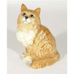 Hand painted Beswick seated ginger cat, impressed marks to base, 21cm high