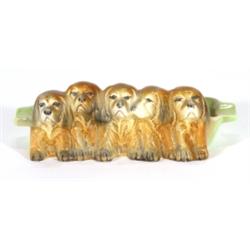 Hand painted Beswick puppy group ashtray, impressed marks to base, 16cm in length