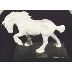 White glazed Beswick 'Spirit of Earth' horse on a black base, marks to base, 25cm high