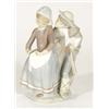 Hand painted Lladro figure group of a young boy kissing a girl, marks to base, 25cm high