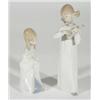 Hand painted Lladro figurine playing a violin and a Lladro figurine in a shawl, marks to bases, larg