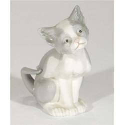 Hand painted Lladro seated cat, marks to base, 13cm high