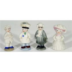 Hand painted Wade 'British Character Set' the Pearly King, Queen, Fishmonger and a Lawyer, paper lab