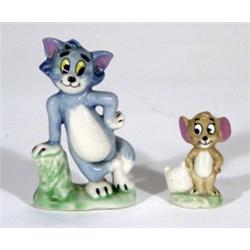 Hand painted Wade 'Tom and Jerry' figures, marks to bases, largest 10cm high