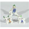 Image 1 : Hand painted Wade leprechaun on rabbit's back and two Minikins, largest 4cm high