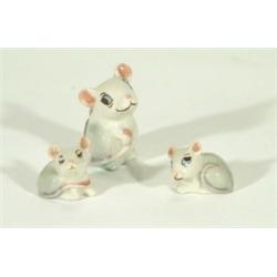 Hand painted Wade 'Mouse Family', marks to bases, largest 5cm high