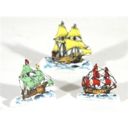 Three Wade Snippet ship plaques - Mayflower, Santa Maria and Revenge, marks to backs, largest 6cm hi