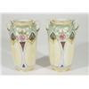 Image 1 : Pair of Art Deco Japanese porcelain vases, hand painted and gilded with flowers, marks to base, 20cm