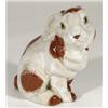 Brown and white glazed seated staffordshire pottery rabbit, 21cm high