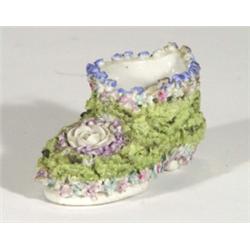 Continental porcelain shoe relief moulded with flowers