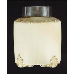 Silver lidded blush ivory porcelain tea caddy, marks to base, 12cm high
