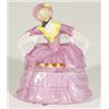 Hand painted porcelain crinoline lady trinket box, 10cm high