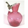 Cranberry coloured spiral glass ewer with metal mounts, 12cm high