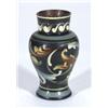Exeter pottery vase, hand painted with stylised leaves onto a blue ground, impressed marks to base,