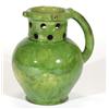 Green iridescent glazed pottery puzzle jug, 20cm high