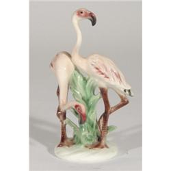 Hand painted Goebels flamingo group, marks to base, 19cm high