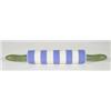 Blue banded T.G. Green Cornishware rolling pin with green painted wooden handle, marks to side, 46cm