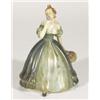 Hand painted Royal Dux figurine in a green dress, marks to base, 20cm high