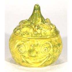 Yellow and green glazed Sylvac piccalilli face pot, impressed marks to base, 15cm high