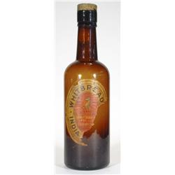 Brown glass Whitbread display bottle with cork stopper and paper label, 60cm high