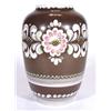 Large Austrian pottery vase, decorated with a band of flowers in pink, green and white glazes onto a