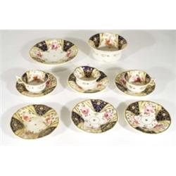 Selection of early Victorian teaware (possibly Hilditch pottery) including a slop bowl, cups, saucer