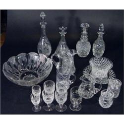 Large quantity of good quality cut glassware including a Waterford crystal punch bowl, decanters, wi