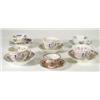 Six 19th century cups and saucers, decorated with lustre glazes and hand painted and transfer printe