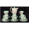Poole pottery Twintone six place coffee service decorated in a turquoise and seagull grey glaze