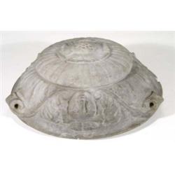 Light blue basalt ceiling hanging moulding, relief moulded with maidens and flowers, 36cm diameter