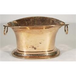 Twin handled 19th century copper wine cooler with embossed decoration, 52cm in length