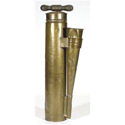 Unusual brass boat pump with fog horn attachment, 60cm high