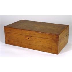 Victorian mahogany writing slope with blue lined and fitted interior, 46cm in length