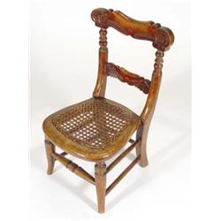 Victorian mahogany travelling sample chair with reeded seat, 47cm high