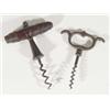 Turned rosewood handled corkscrew and a metal handled corkscrew