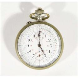 Pocket mileometer with second counter and painted enamel dial, 6cm diameter