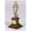Silver plated figure of an 18th century style cavalier on a bronze base entitled 'Niels Juel', 17cm
