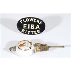 Enamel Flowers Bitter tap sign and a ceramic Johnny Walker pourer